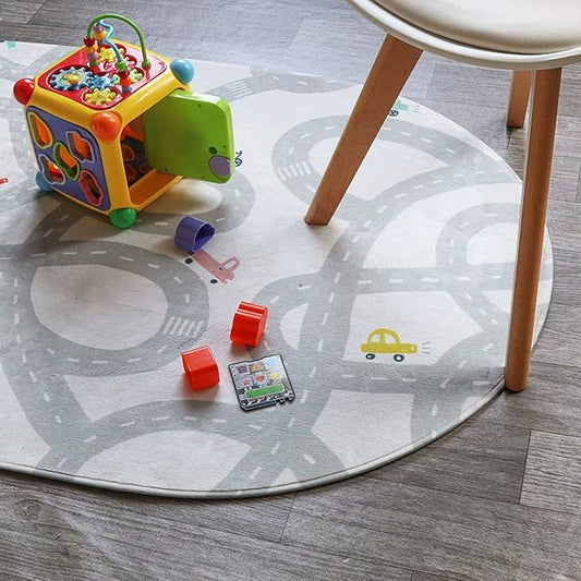 LIVEBOX Road Traffic Kids Rug 4'x6' Washable Children Bedroom Area Rug Great for Educational & Fun with Cars and Toys Non-Slip Baby Nursery Rugs for Living Room Classroom Entryway Kids Tent