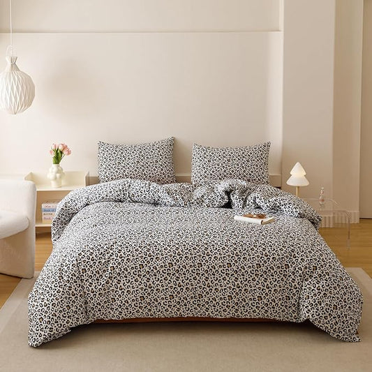 Cottonight Leopard Comforter Set Full Animal Cheetah Print Bedding Set 3 Pieces Leopard Print Comforter Fluffy Soft Bedding Set Kids Teens Full Comforter with 2 Pillowcases