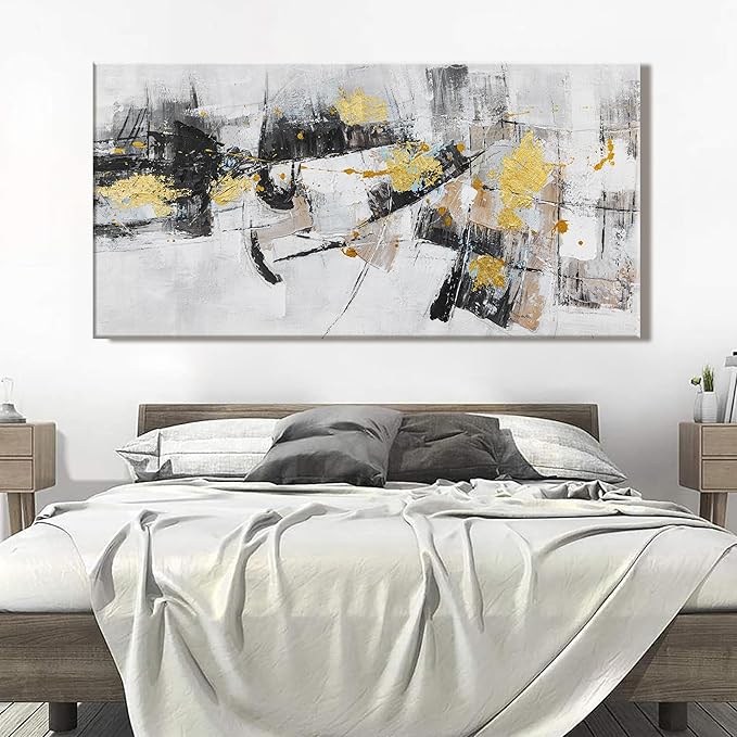 Abstract Wall Art Decor Home Decor Wall Art Prints Wall Canvas Decorations Black Gold Modern Large Artwork Pictures for Living Room Wall Bedroom Kitchen Office Decor 30"×60"