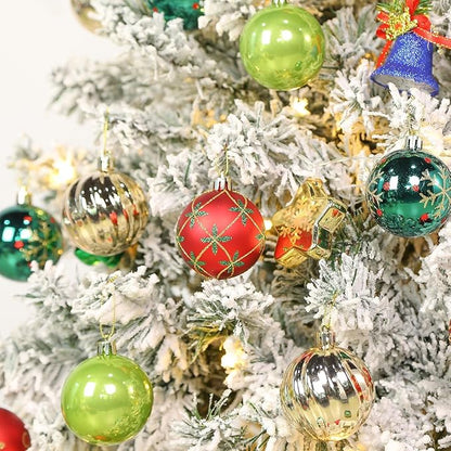 SHareconn 30ct 2.36 Inch Christmas Tree Balls Ornaments, Colored Shatterproof Plastic Decorative Baubles Decorations for Xmas Tree Decor Holiday Party Wedding Decoration (Red & Green Gold, 60mm)