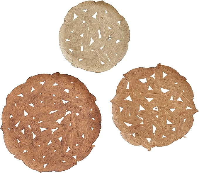 Madison Park Rossi Feather Metal Wall Décor, Metallic Painted Round Iron Discs, Small, Medium, Large Modern Art Sculplture Decortive Plates for Transitional, Home, Living Room, Office - Spice