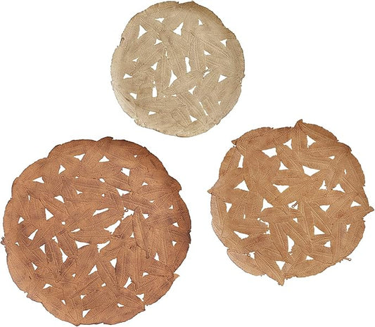 Madison Park Rossi Feather Metal Wall Décor, Metallic Painted Round Iron Discs, Small, Medium, Large Modern Art Sculplture Decortive Plates for Transitional, Home, Living Room, Office - Spice