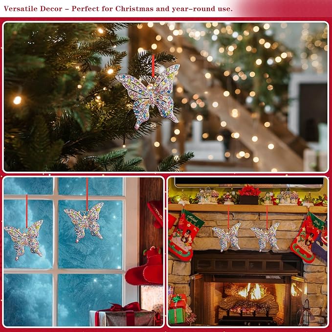 Whatsign Butterfly Christmas Ornaments - Butterfly Gifts for Women Colorful Hanging Ornament for Christmas Tree Decoration Monarch Keepsake Gifts for Girls Sister Nature Lovers