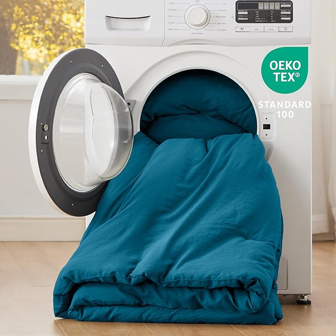 Bedsure Queen Size Comforter Set, Teal Soft Prewashed Bedding for All Seasons, 3 Pieces GentleSoft™ Warm Down Alternative Bed Set, 1 Lightweight Comforter (90"x90") and 2 Pillowcases (20"x26")