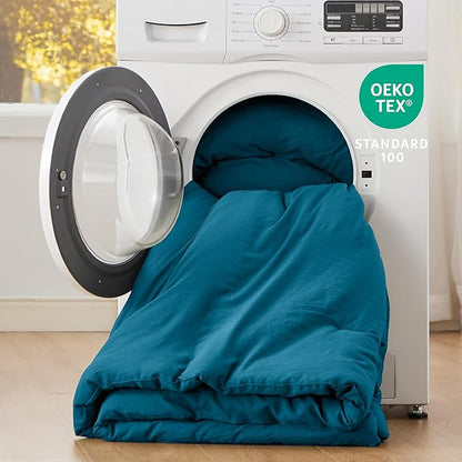 Bedsure Queen Size Comforter Set, Teal Soft Prewashed Bedding for All Seasons, 3 Pieces GentleSoft™ Warm Down Alternative Bed Set, 1 Lightweight Comforter (90"x90") and 2 Pillowcases (20"x26")