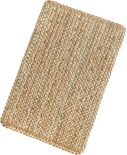 Woven Placemats Set of 4 Rattan Placemats Rectangle Natural Placemats Wicker Heavy Braided Straw Placemat Farmhouse Square Plates Place mats for Indoor/Outdoor Patio Table 17.7'' X 11.8''