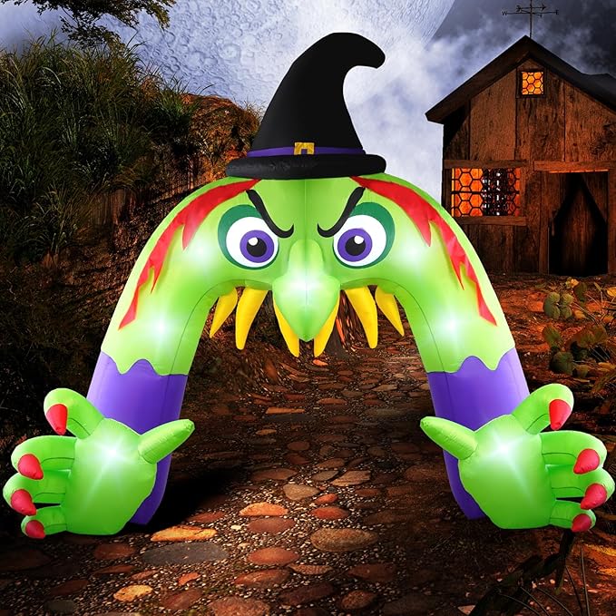 Amazingforless (12ft) Halloween LED Inflatable Decorations w/Blower Spooky Animated Blow Up (Frankenstein, Dragon, Ghost, Pumpkin, Skeleton Dog,Tree,Clown, Archway)