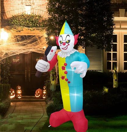 7 FT Halloween Inflatables Giant Outdoor Decorations Blow Up Yard Scary Clown Holding 75 Degrees Swings Sickle with Built-in LEDs for Garden Lawn Indoor Party Decor
