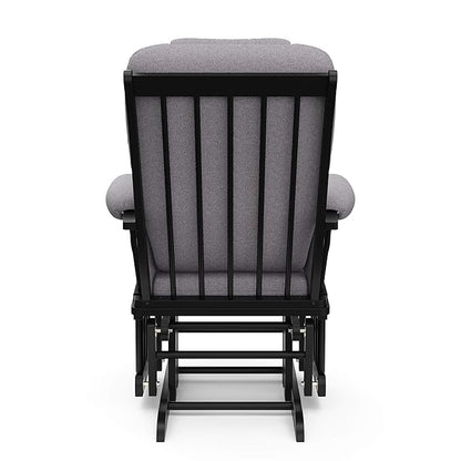 Storkcraft Tuscany Custom Glider and Ottoman with Free Lumbar Pillow (Black/Slate Gray Swirl) - Cleanable Upholstered Comfort Rocking Nursery Chair with Ottoman
