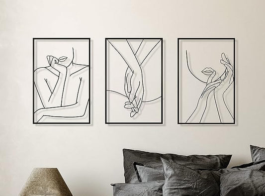 Vivegate Minimalist Female Body Single Line Metal Wall Art Decor - 18"X12" 3 Packs Women Body Abstract Minimalist Lines Wall Signs for Hanging Bedroom wall decor