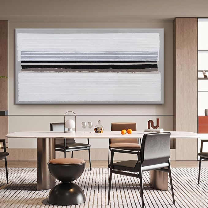 Abstract Canvas Wall Art Decor Large Wall Art Prints Black and White Minimalist Stripes Artwork Modern paintings Wall Decor for Living Room Wall Bedroom Kitchen Office Decor 30"×60"