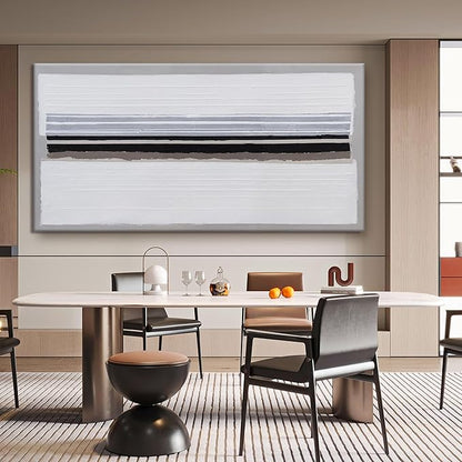 Abstract Canvas Wall Art Decor Large Wall Art Prints Black and White Minimalist Stripes Artwork Modern paintings Wall Decor for Living Room Wall Bedroom Kitchen Office Decor 30"×60"