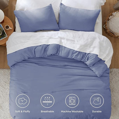 Bedsure California King Size Comforter Set, Blue Soft Prewashed Bedding for All Seasons, 3 Pieces GentleSoft™ Down Alternative Bed Set, 1 Lightweight Comforter (104"x96") and 2 Pillowcases (20"x36")