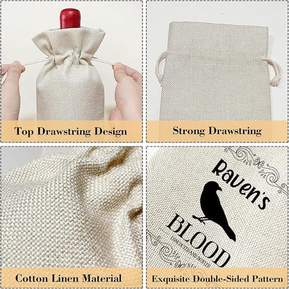 Halloween Wine Bag, Birthday Gifts for Women Men Son Dad Sister Mom, Witch Magic Thanksgiving Christmas Holiday Party Favor Funny Raven's Blood Wine Bag Decoration Supplies /42
