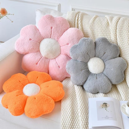 Flower Pillow, Flower Shaped Pillow Decorative Throw Pillows for Bed Couch, Cute Daisy Pillow Dorm Decor Floor Seating Cushion (Orange, 19.6 Inches)