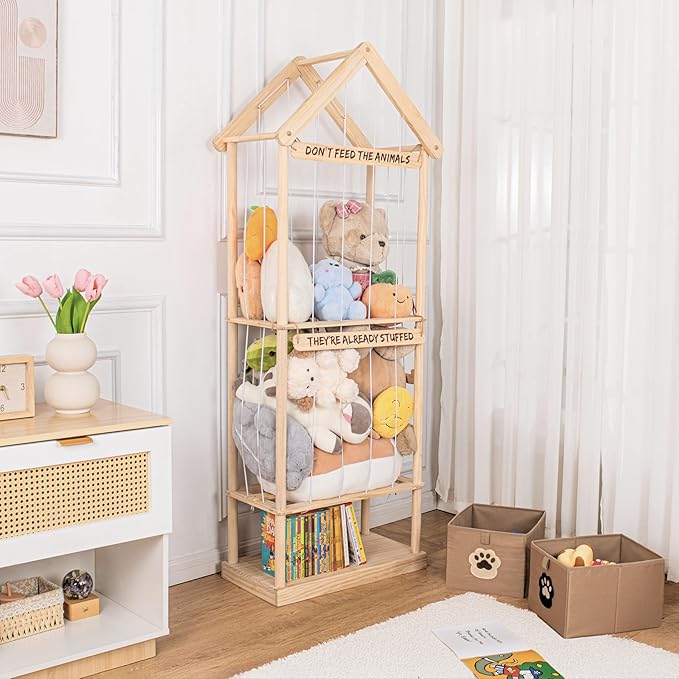 Best Stuffed Animals Storage with Foldable Basket For Playroom & Nursery, Kids Stuffed Animal Zoo storage cage, Plush Toy Organizer, Plushies Storage, Stuffy Zoo, Extra Large Stuffed Animal Holder