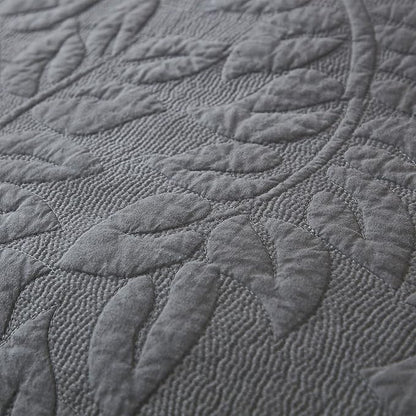 MarCielo 3-Piece 100% Cotton Oversized Bedspread Lightweight Quilt Coverlet Embroidery Farmhouse Bedding Set T0 (Dark Grey, Oversized Queen (100"x106"))