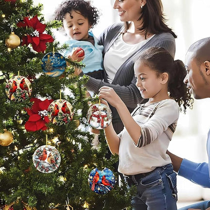 Snowman Couple Ornaments Winter Holiday Round Ceramic Colorful Hanging Ornament Christmas Keepsake Decor for Xmas Tree Winter Holiday Xmas Gift for Women Men 3"