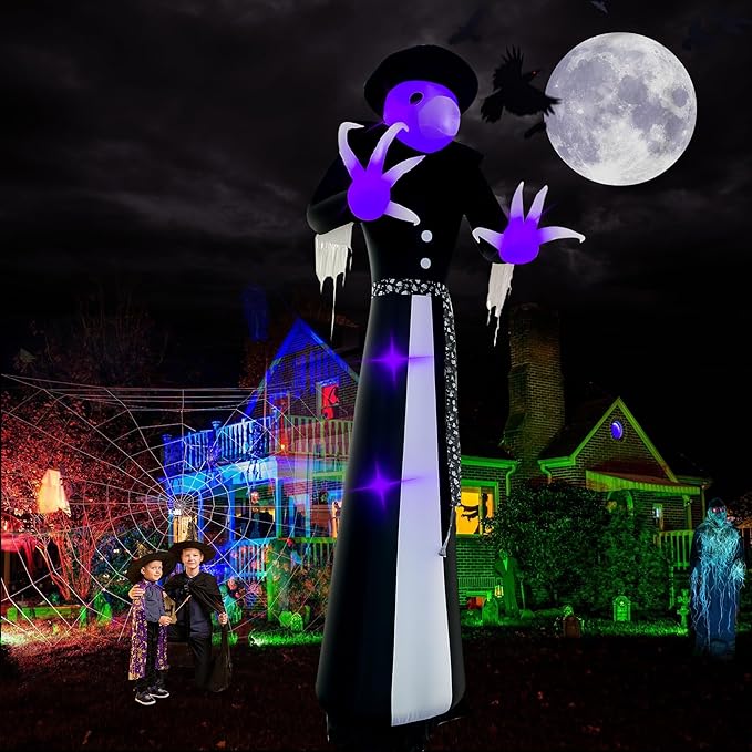 Halloween Inflatables Witch Decorations Outdoor - 12FT Giant Witch Halloween Blow up Yard Decorations with LED Build-in for Garden Lawn Indoor Party Decor