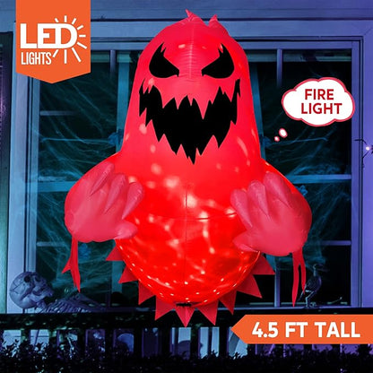 Joiedomi 4.5 FT Tall Halloween Inflatable Ghost Outdoor Decoration, Ghost Blow Up Yard Decorations with Rotating LED for Scary Halloween Decor, Window Decor