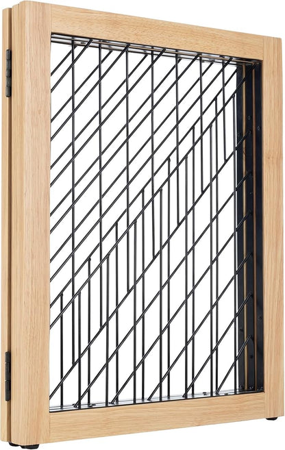 Pet Gate - 3-Panel Indoor Folding Dog Gate for Stairs or Doorways - 54x24-Inch Freestanding Pet Fence for Cats and Dogs by PETMAKER (Natural)