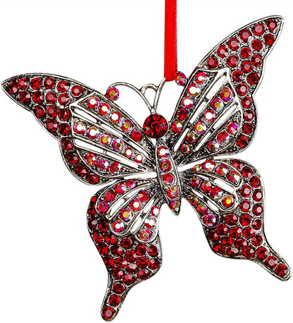 Whatsign Red Butterfly Ornaments - Hanging Decoration for Christmas Tree Monarch Keepsake Gifts for Women Girls Kids