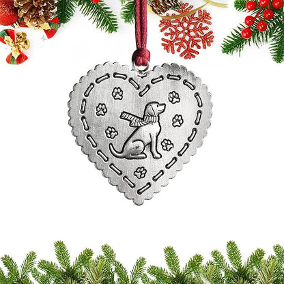 Christmas Ornaments, 2025 Solid Pewter Christmas Tree Ornament Handcrafted Metal DIY Hanging Craft Collectibles for Xmas Trees Home Party Party Gifts (Heart Dog)