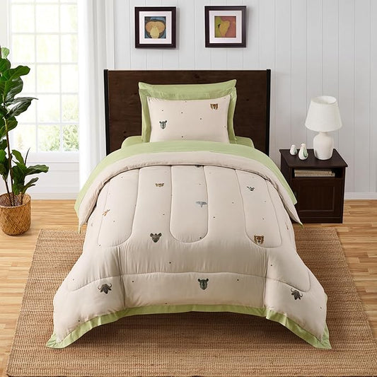 Kids Jungle Safari Comforter Set Twin Size – Bed in a Bag with Savanna Animals, Sheets, Pillowcases & Shams – Soft Bedding with Lions, Giraffes, Elephants, and More – Boys or Girls Bedroom Decor