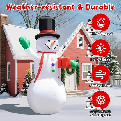 Dawdix 15FT Christmas Decor Inflatable Snowman, Blow Up Yard Decor Snowman with LED Lights & Magic Hat, Winter Outside Decorations for Yard Garden Patio Lawn Holiday Xmas Party Garden, for Him, Her