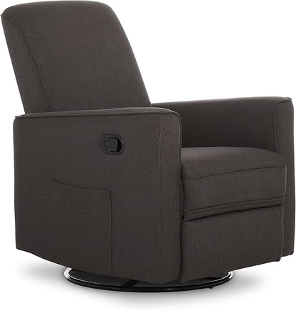Evolur Raleigh Upholstered Plush Seating Glider Swivel, Rocker, Recliner, Glider for Nursery in Charcoal, Greenguard Gold Certified, Modern Nursery Recliner, Environmentally Conscious Glider