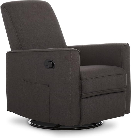 Evolur Raleigh Upholstered Plush Seating Glider Swivel, Rocker, Recliner, Glider for Nursery in Charcoal, Greenguard Gold Certified, Modern Nursery Recliner, Environmentally Conscious Glider