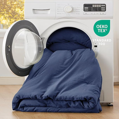 Bedsure Oversized King Size Comforter Set, Navy Soft Prewashed Bedding for All Seasons, 3 Pieces GentleSoft™ Down Alternative Bed Set, 1 Lightweight Comforter (120"x98") and 2 Pillowcases (20"x36")