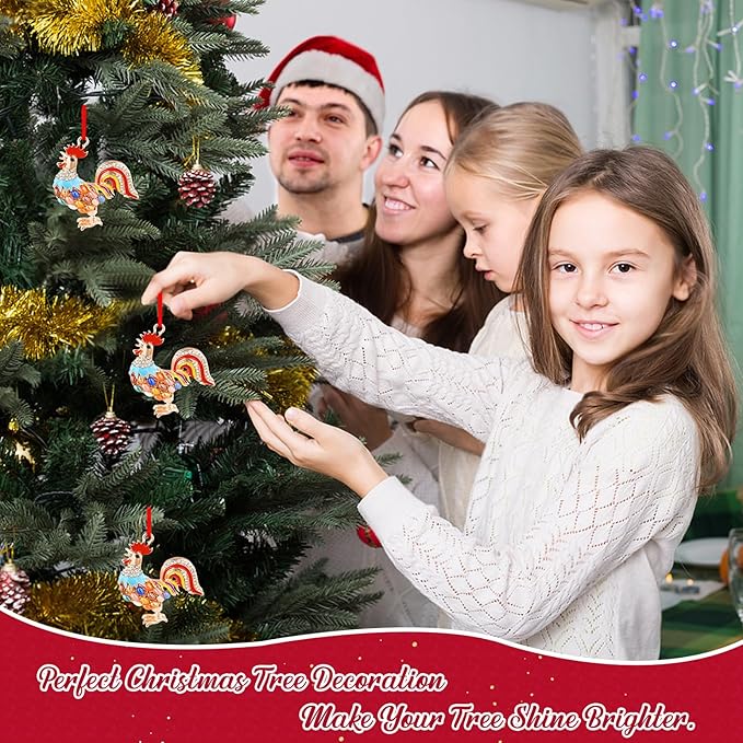 WhatSign Metal Chicken Christmas Ornament - Farm Animal Tree Decoration, Keepsake Gift for Christmas Decor