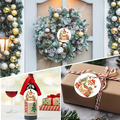 Merry Christmas Ornaments Shiba Inu Round Ceramic Colorful Hanging Ornament Christmas Keepsake Decor for Xmas Tree Winter Holiday Xmas Gift for Women Men 3"