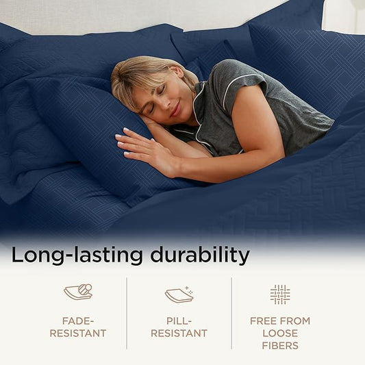 Threadmill King Size Sheets for King Mattress | 800 Thread Count Jacquard Folkstone Blue | Better Than Egyptian Cotton | 4 Pc Bed Sheets | Damask Sheets Fits 16'' Deep Pocket | 100% Cotton Sheet