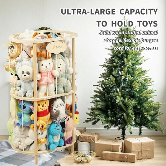Extra Large Wooden Stuffed Animal Holder Zoo Storage Soft Toy Organizer Nursery Zoo Cage Plush Stuffed Toy Cage Kids Playroom Bedroom Decor Display Corner Ellipsoid