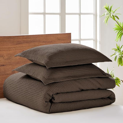 Levtex Home - Cloud Waffle Comforter Set - Twin Comforter + One Standard Pillow Case - Waffle Weave - Cocoa - Comforter (68 x 88in.) and Pillow Case (26 x 20in.) - Cotton