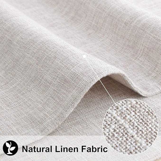 homing Cotton Linen Placemats Set of 6 and Table Runner 90" Long, Neutral Beige Washable Cloth Place Mats with Table Runner for Indoors & Outdoors, Easy to Clean