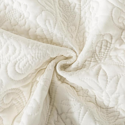 HoneiLife Oversized Queen Bedspreads 110x106- Queen Size Quilt Bedding Sets 3-Piece, Reversible Coverlets Lightweight Bedlinen Set for All Season Use-Beige