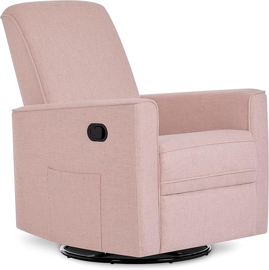 Evolur Glider Swivel Raleigh Upholstered Plush Seating, Rose
