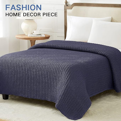 Knitted Weighted Blanket(Dark Grey 50"x75" 12lbs),Home Décor Cooling Throw Blanket for Hot Sleepers,Hand Made Chunky Knit Heavy Blanket for Adults Use on Full Size Bed