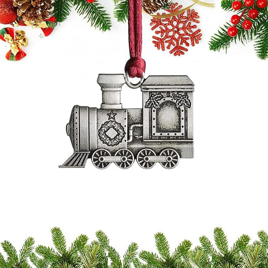 Christmas Ornaments, 2025 Solid Pewter Christmas Tree Ornament Handcrafted Metal DIY Hanging Craft Collectibles for Xmas Trees Home Party Party Gifts (Train)