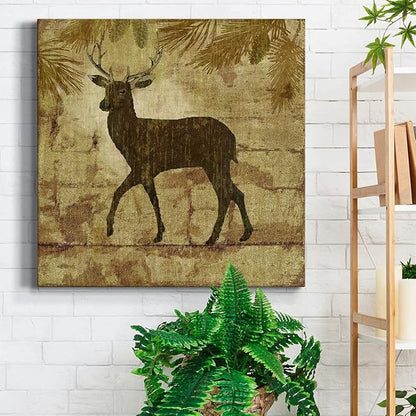 Colorful Animals Painting Wall Art on Canvas Modern Abstract Artwork, Country Deer Wall Art, Ready to Hang, 40'' x 40''
