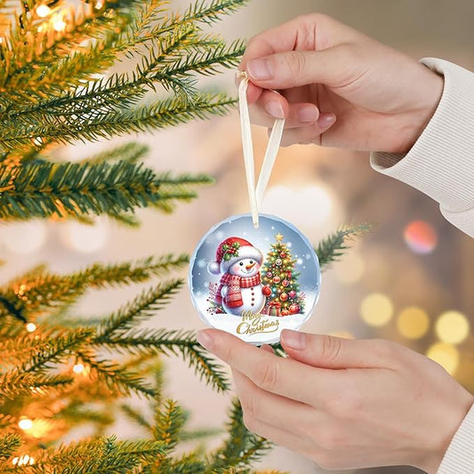 Christmas Ornaments Snowman Ornaments, Crystal Glass Ornaments for Christmas Tree Decoration - Holiday Hanging Ornament - 2025 Christmas Tree Ornament.