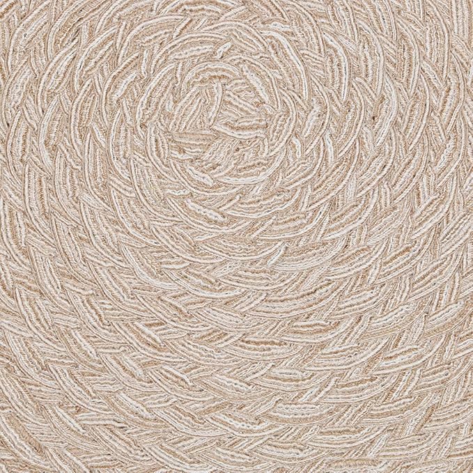 SHACOS Round Braided Placemats 15 inch Set of 4 Boho Woven Washable Kitchen Table Placemats for Home Wedding Party (T-Beige, 4)