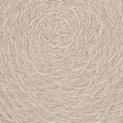 SHACOS Round Braided Placemats 15 inch Set of 4 Boho Woven Washable Kitchen Table Placemats for Home Wedding Party (T-Beige, 4)