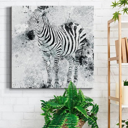 Abstract Wall Art Animals Poster for Bedroom and Living room,Zebra I Wall Art, Ready to Hang, 24'' x 24''