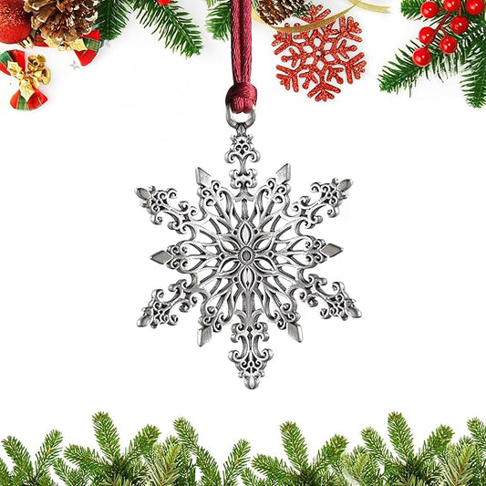 Christmas Ornaments, 2025 Solid Pewter Christmas Tree Ornament Handcrafted Metal DIY Hanging Craft Collectibles for Xmas Trees Home Party Party Gifts (Snowflake)