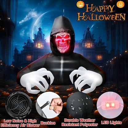 BOHON 7 FT Halloween Inflatables Large Grim Reaper with Led Lights Blow Up Yard Prop Decor Scary Inflatable Clearance for Outdoor Indoor Outside Home Holiday Party Garden Lawn Halloween Decorations