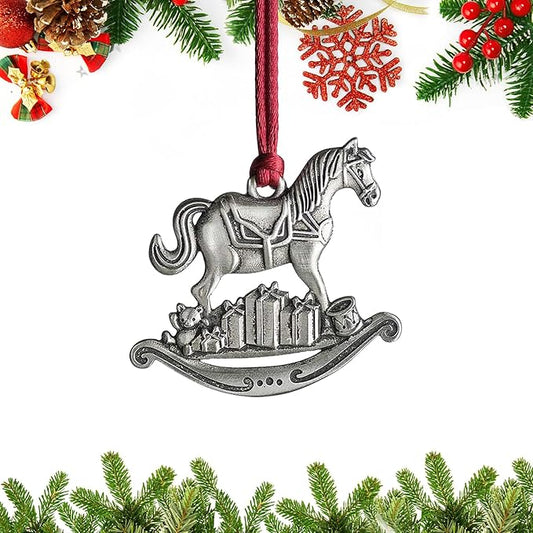 Christmas Ornaments, 2025 Solid Pewter Christmas Tree Ornament Handcrafted Metal DIY Hanging Craft Collectibles for Xmas Trees Home Party Party Gifts (Horse)